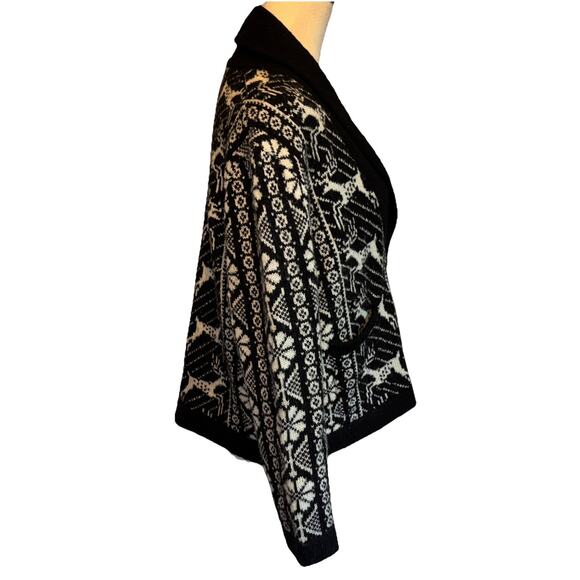 The Great Cardigan Womens Sz 1 Chalet Lodge Faire Isle Black And White Cardigan - Picture 2 of 10